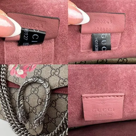 A204💎✨Authentic Gucci Dionysus Shoulder Bag GG Supreme Blooms Small Antique - Picture 7 of 8